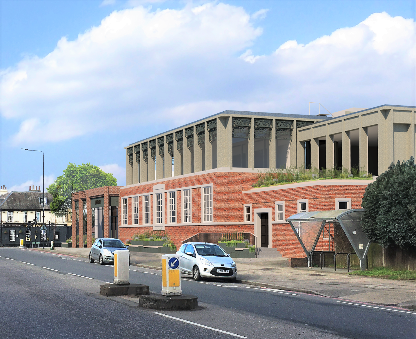 Street view of proposed library from Glebe Way